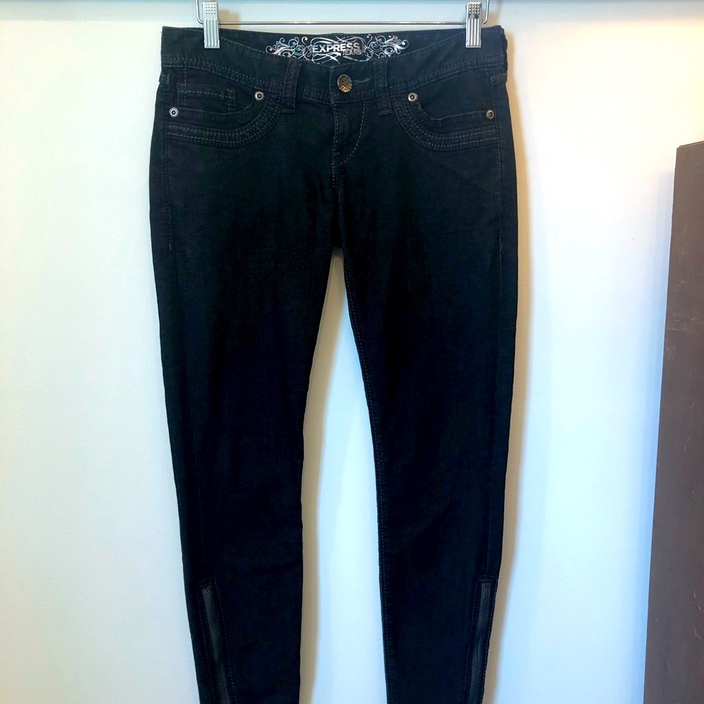 Express jeans cropped leggings Zelda blk wash sz 0